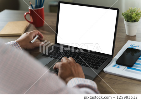 mock up Using laptop with blank screen computer modern 125993512