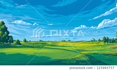 Aerial view of a beautiful golf green Aerial view of a beautiful golf green 125993757