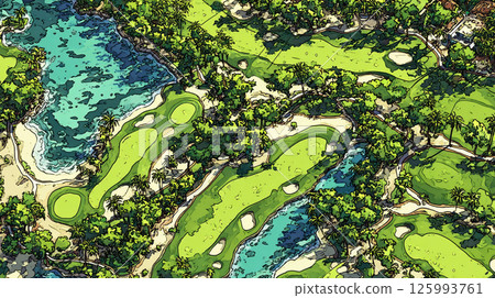 Aerial view of a beautiful golf green 125993761