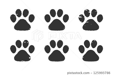 Paw print stamp dog cat black Dog and cat paw print. Paw print stamp dog cat black Dog and cat paw print. 125993786