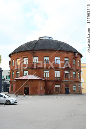 A Historic and Aesthetic Round Brick Building Featuring Impressive Dome Architecture A Historic and Aesthetic Round Brick Building Featuring Impressive Dome Architecture 125993846