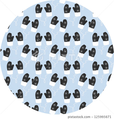 Mittens with fur and snowflakes decor on rope Circle Background Texture Winter Cloth Label Fond idea Mittens with fur and snowflakes decor on rope Circle Background Texture Winter Cloth Label Fond idea 125993871