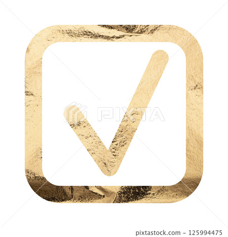 Gold checkmark in box, symbolizing success and confirmation. Completed, approved, and validated 125994475