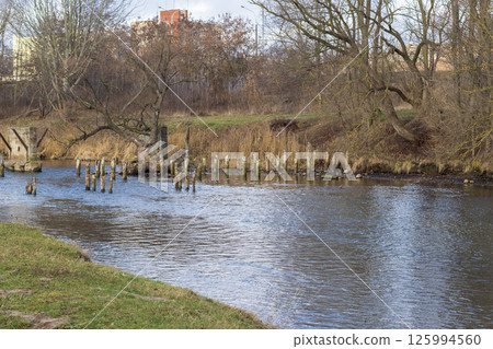 Shot of the river at autumn 125994560