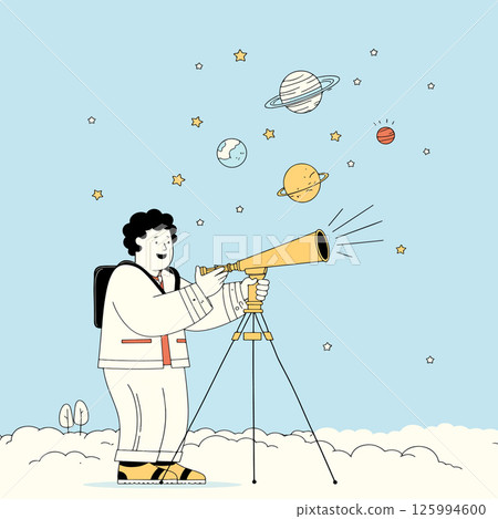 Astronaut Observing Planets with Telescope 125994600