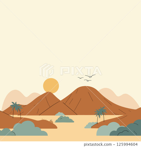 Minimalist Mountain Landscape at Sunset Minimalist Mountain Landscape at Sunset 125994604