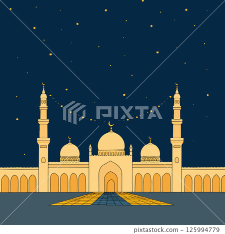 Eid Mubarak Mosque Illustration 125994779