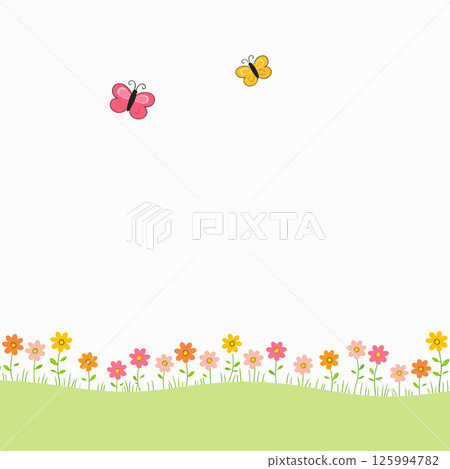 Butterflies over a field of flowers Butterflies over a field of flowers 125994782