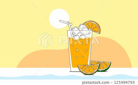 Orange Juice with Ice and Orange Slices 125994793
