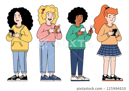 Diverse Group of Women Using Smartphones 125994810