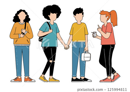 Group of Friends Walking Together Group of Friends Walking Together 125994811