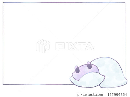 A frame background of a sleepy frog wrapped in a futon (purple) A frame background of a sleepy frog wrapped in a futon (purple) 125994864