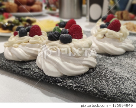 Creamy dessert close view background Creamy dessert close view background 125994949