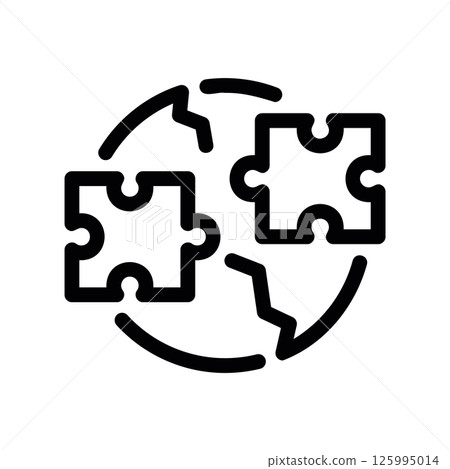 Puzzle Pieces Fitting Together within Circle Symbolizing Global Integration 125995014