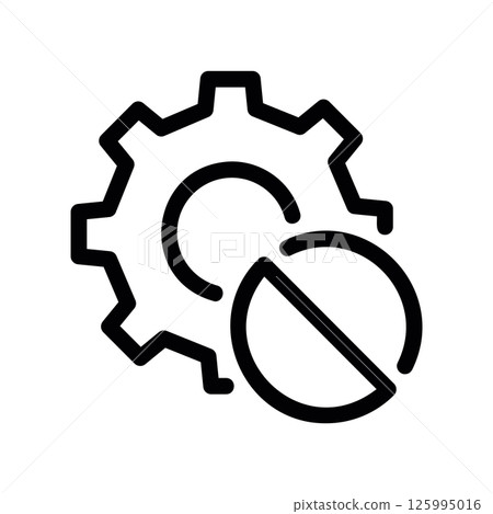 Settings Gear Icon with Prohibition Symbol Indicating Restricted Access Settings Gear Icon with Prohibition Symbol Indicating Restricted Access 125995016