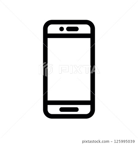 Modern Smartphone Device Icon with Simple Black Outline on Clean Background 125995039