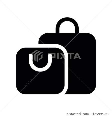 Pair of Shopping Bags Icon in Black, Symbolizing Purchase or Retail Goods 125995050