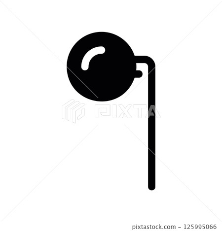 Simple Silhouette Icon of a Vintage Monocle with Handle 125995066