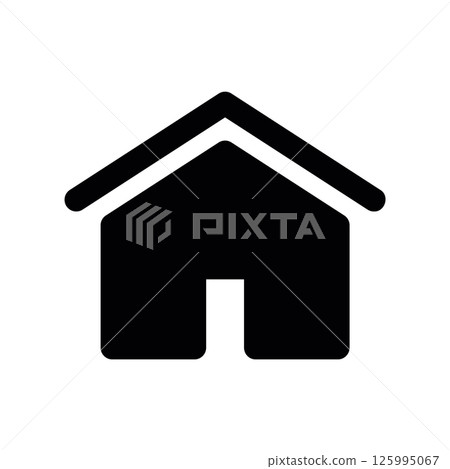 Simple Silhouette Icon of a Residential Building Structure 125995067