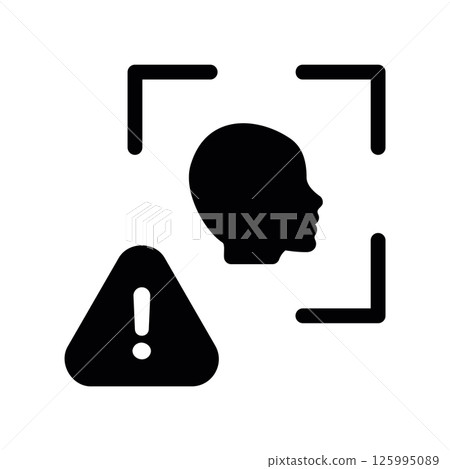 Face Scan Warning Icon Profile within Detection Area 125995089