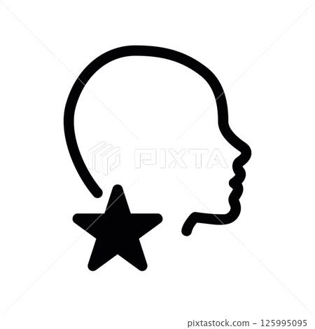 Favorite User Icon Human Profile with Prominent Star Symbol Favorite User Icon Human Profile with Prominent Star Symbol 125995095