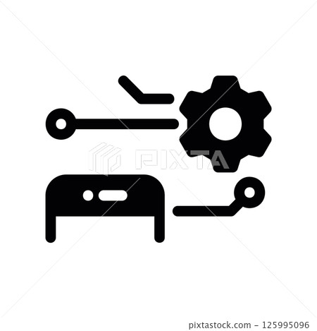 Digital Technology Process Icon with Gear and Components Digital Technology Process Icon with Gear and Components 125995096