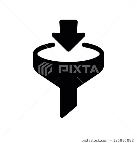 Data Filtering or Processing Icon with Downward Arrow Funnel 125995098