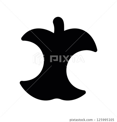 Monochrome Silhouette Icon Showing the Remnants of an Eaten Apple 125995105