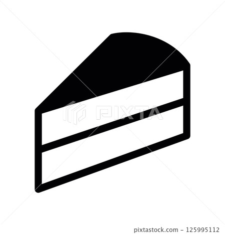 Simple Geometric Icon of a Slice of Layered Cake or Pie Simple Geometric Icon of a Slice of Layered Cake or Pie 125995112