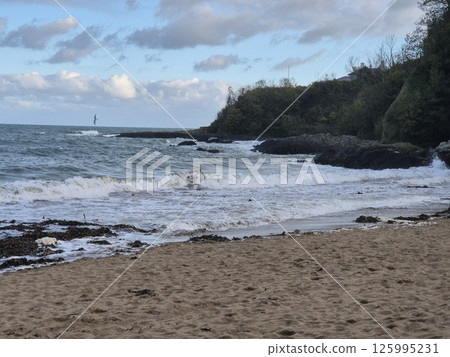 Coastal Morning with Azure Sky and Oceanic Landforms 125995231