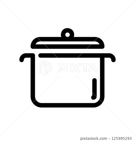 Simple Outline Drawing of a Cylindrical Cooking Pot with Lid On 125995293