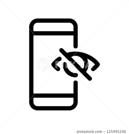 Smartphone Screen Displaying Crossed Out Eye for Privacy Mode Symbol Smartphone Screen Displaying Crossed Out Eye for Privacy Mode Symbol 125995298