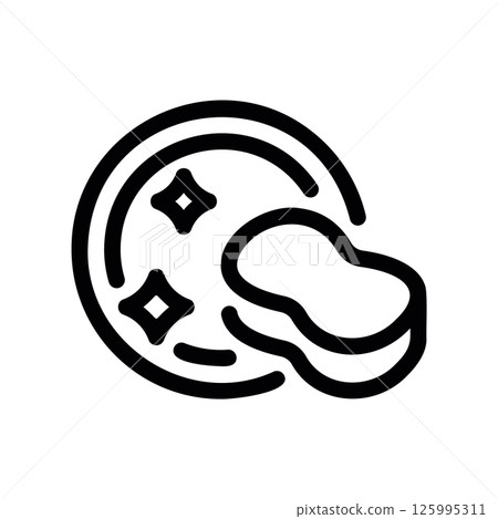 Sparkling Clean Plate Icon Being Wiped Down by a Kitchen Sponge 125995311