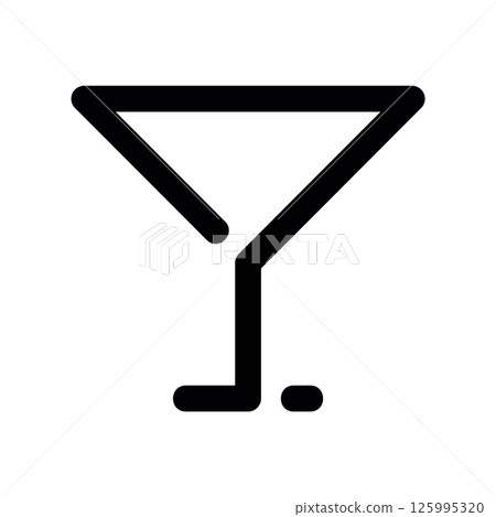 Minimalist Outline Icon of a Classic Martini or Cocktail Glass 125995320