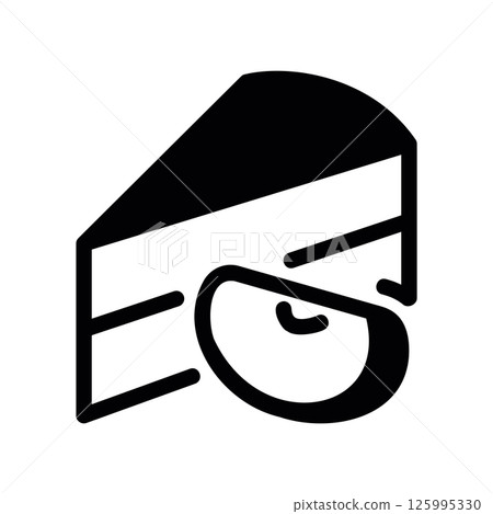 Dessert Slice Icon Featuring a Fruit Garnish Detail Dessert Slice Icon Featuring a Fruit Garnish Detail 125995330