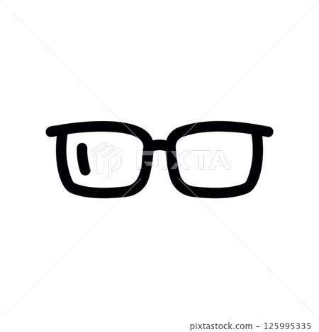 Simple Line Art Icon Depicting a Pair of Classic Eyeglasses 125995335