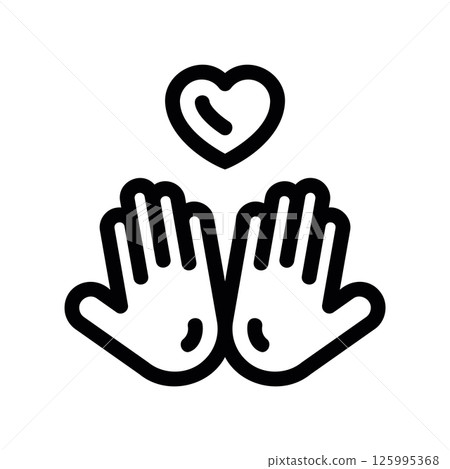 Pair of hands holding up a heart shape outline 125995368