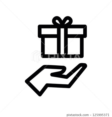 Human hand offering a gift box outline icon 125995371