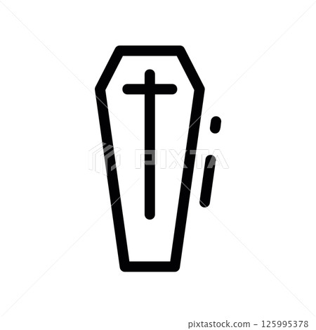 Spooky coffin with cross and movement stripes 125995378