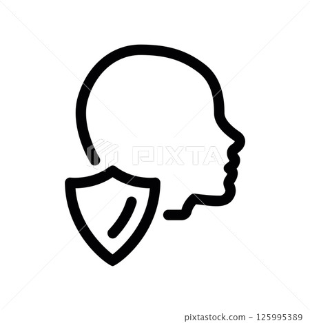 Profile Head Icon Protected by a Shield Graphic Symbol 125995389