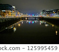 Cityscape at Dusk with Waterway and Bridge 125995459