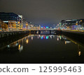 Cityscape at Dusk Featuring Waterway and Tower Block Architecture, water, sky, building, body of water, tower block, architecture, dusk, cityscape, waterway, city, urban, skyline, river, canal, 125995463