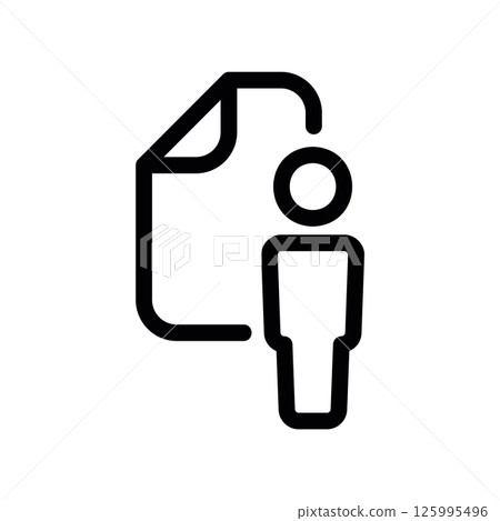 Person Icon Standing Next to a Document Symbol with Folded Corner Page 125995496