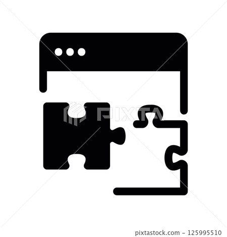 Browser Window Icon with Puzzle Piece Symbolizing Extension or Add on 125995510