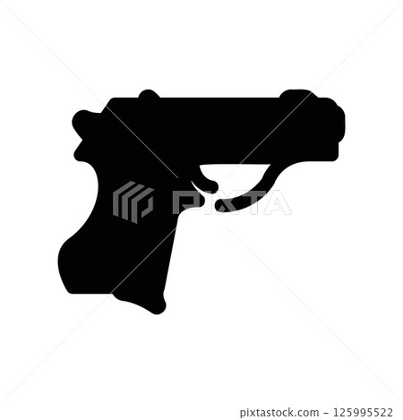 Handgun Silhouette Icon Representing Weapon or Firearm Symbol 125995522