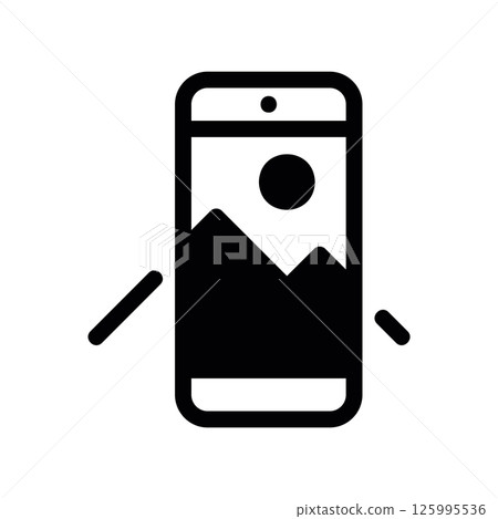 Mobile Phone Screen Showing Solid Landscape Image with Crop Marks Mobile Phone Screen Showing Solid Landscape Image with Crop Marks 125995536