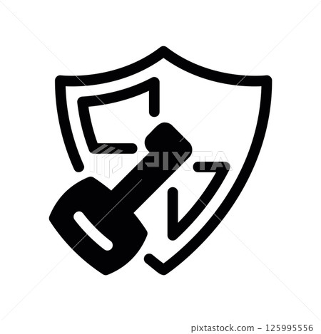 Security Concept Icon Combining a Protective Shield and an Access Key 125995556