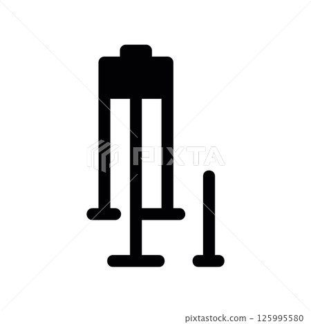 Hypodermic Needle and Plunger Symbol for Medical Procedures 125995580
