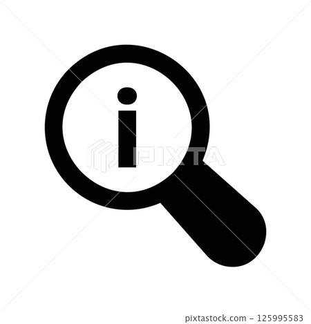Magnifying Glass Over Information Symbol for Data Search Magnifying Glass Over Information Symbol for Data Search 125995583