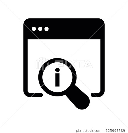 Finding Information Online Symbol with Browser and Info Icon Finding Information Online Symbol with Browser and Info Icon 125995589